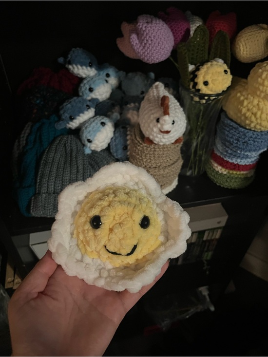 Handmade Other - Handmade by me! Crochet Smiling Fried Egg Plush